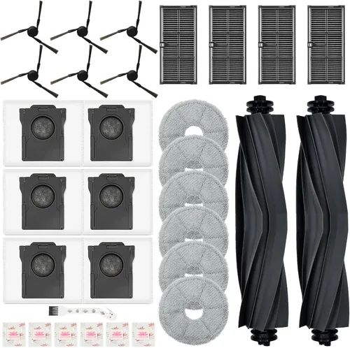 Kit de repuesto para aspiradora robot Mova E40 Ultra, 2 cepillos principales, 4 filtros, 6 almohadillas de fregona y bolsas de polvo, tabletas