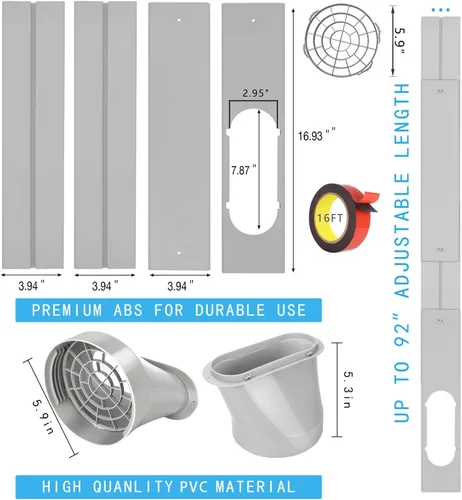 Miniatura 4 de Kit de ventilación portátil de ventana de CA, kit de placa ajustable de ventana deslizante vertical/horizontal para unidad de CA, kit de ventilación