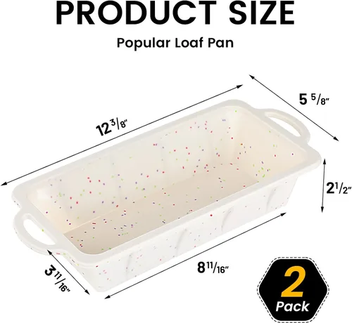 Miniatura 5 de Vinino Molde de silicona para pan con marco reforzado de metal, molde para pan de 9.5 x 5 pulgadas, molde para pan de 1 lb de silicona Crema