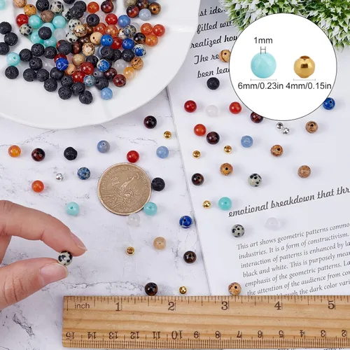 Miniatura 3 de SUNNYCLUE 1 caja de cuentas de planeta del sistema solar, cuentas de piedras preciosas naturales de 0.236 pulgadas a granel, kit de fabricación