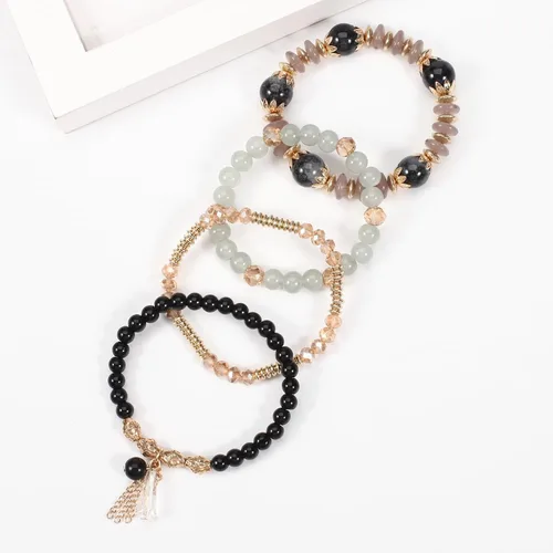 Miniatura 5 de Twinfree Pulseras bohemias para mujer, pulsera elástica de cuentas de colores multicapa con dije de joyería