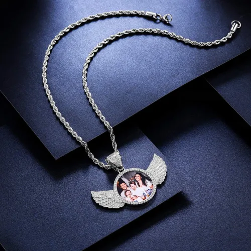 Miniatura 3 de MeMeDIY Colgante personalizado de hip hop con imagen de memoria para hombres y mujeres, grabado de imagen, texto, nombre, fecha, foto personalizada