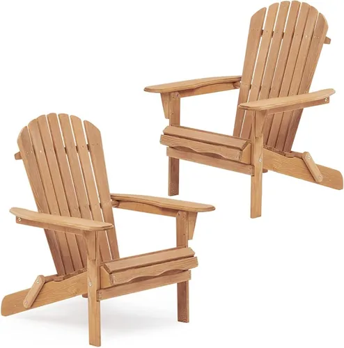 Miniatura 12 de Juego de 2 sillas Adirondack de madera para exteriores, sillas plegables para jardín, césped, patio, piscina, color gris S4-gris