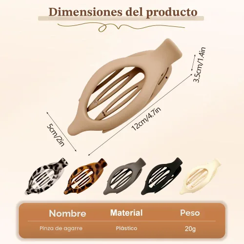 Miniatura 5 de Pinzas planas para el cabello para mujeres, pinzas de garra planas y pinzas de pico de pato para cabello grueso o delgado, accesorios de peinado