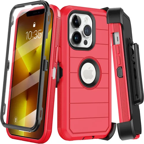 Miniatura 22 de KECAI Funda para iPhone 13 Mini con Protector de Pantalla Integrado, Funda con Clip para Cinturón, Resistente de Servicio Pesado a Prueba de Golpes