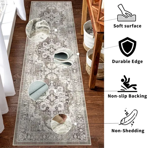Miniatura 5 de YOUFORTONG Alfombras de pasillo de 2 x 10 pies para pasillos, alfombra de cocina suave antideslizante con respaldo de goma para baño, alfombra