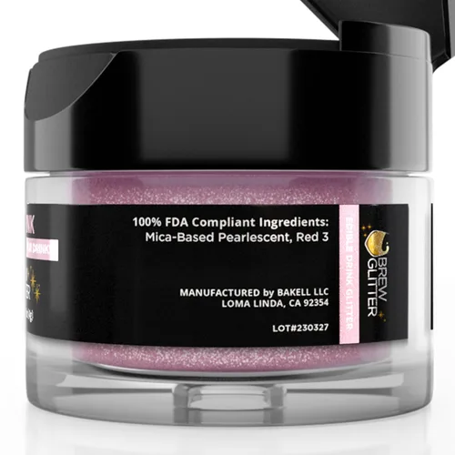 Miniatura 9 de Brew Glitter - Purpurina comestible rosa claro para bebidas, cócteles, cerveza y bebidas 1 frasco de 4g