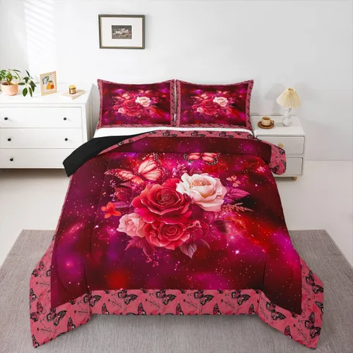 Miniatura 36 de Erosebridal Juego de edredón de corona King y Queen, juego de ropa de cama para parejas adultos, mujeres y hombres, juegos de edredón para boda, San