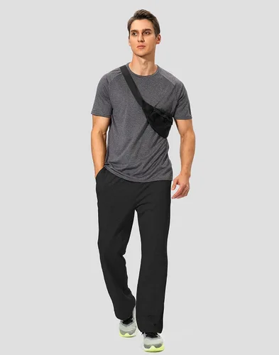Miniatura 7 de Pudolla Pantalones deportivos de yoga de algodón para hombre, pantalones deportivos de descanso con parte inferior abierta, pantalones casuales
