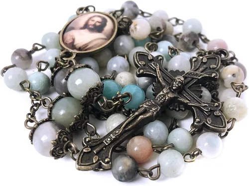 Miniatura 3 de Catholic Heirlooms Rosario y Rosario de Piedra Tiendaita Jesucristo - Pulsera Rosario y Medalla Milagrosa - Rosario Católico - Rosarios Católicos