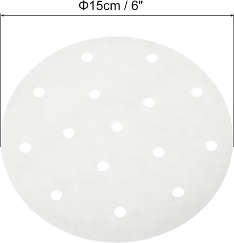 Miniatura 2 de uxcell 100 piezas de papel pergamino para freidora de aire, forro redondo de 6 pulgadas, papel de hornear antiadherente para freidoras de aire