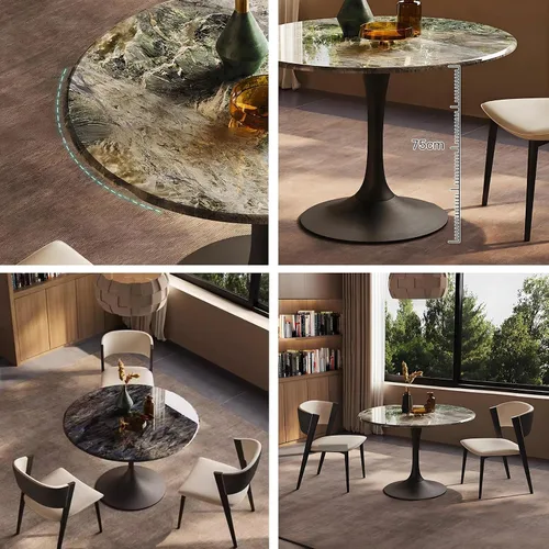 Miniatura 7 de YVYKFZD 5 Piece Kitchen Dining Table Set, Small Office Reception Room Club Table, Round Conference Table for 4, Simple Conference Room Table and
