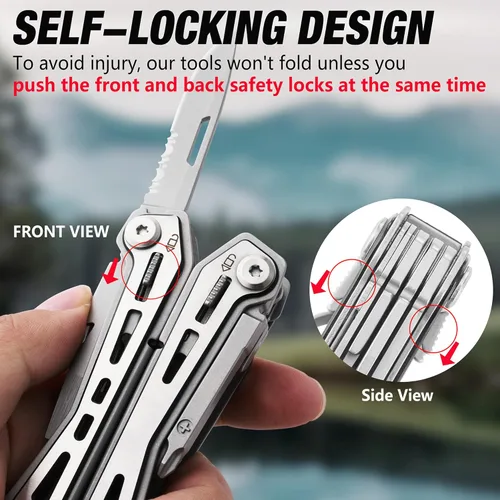Miniatura 4 de FLISSA 16 en 1 Multiherramienta de Acero Inoxidable, Regalos para Hombres, Multiherramienta EDC con Cuchillo de Bolsillo, Alicates, Clip de Cintura