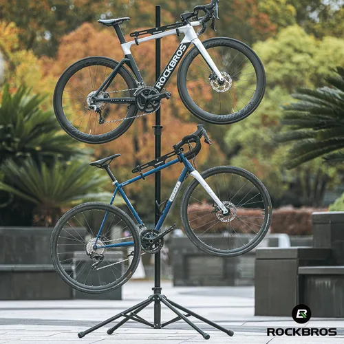 Miniatura 7 de ROCKBROS 2 soportes de almacenamiento de bicicletas para interiores, ajustable, para pared, vertical, 68.11-110.2 pulgadas, para carretera, MTB e