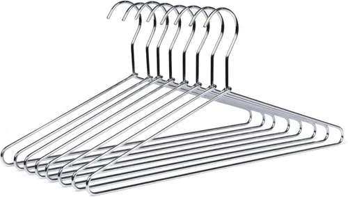 Miniatura 8 de Amber Home Paquete de 20 perchas de metal resistente para camisas, colgador de ropa de acero inoxidable con cromo pulido, colgador de alambre