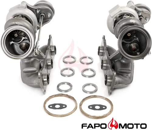 Miniatura 3 de FAPO MOTO 700HP Twin Turbos TD04 17T compatible con BMW N54 535i 135i Z4 X6 740i E60 E61 E82 E88 E89 F71 F01 F02 2008-2010 3.0L Actualización Billet