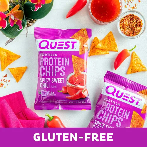 Miniatura 4 de Quest Nutrition Tortilla Chip - Chili dulce picante, 1.1 onzas (paquete de 12) y chips de proteína estilo tortilla, bajo en carbohidratos, queso