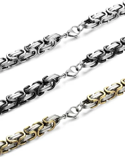 Miniatura 3 de FIBO STEEL - Pulsera para hombre cadena de eslabones de acero inoxidable 2piezas 8mm para hombre, pulseras bizantinas, 8.0-9.1pulgadas
