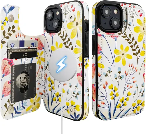 Miniatura 7 de HAOPINSH Funda tipo cartera para iPhone 14 con portarjetas, diseño de girasoles de bandera americana, tapa trasera abatible, folio, piel sintética