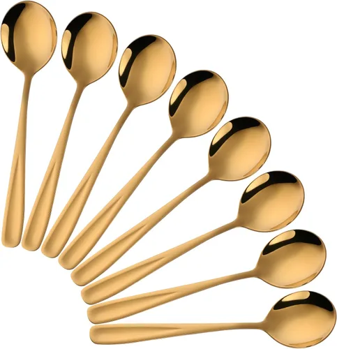 Miniatura 10 de 8-Piece Stainless Steel Table Spoons, 7 Inch Soup Spoons for Cereal, Dessert, Soup, Coffee & Tea(black）