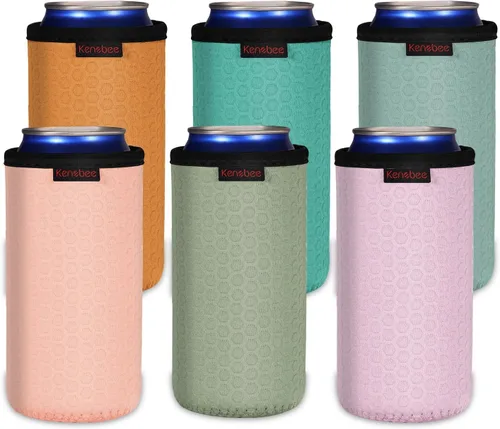 Miniatura 15 de Paquete de 4 Fundas Enfriadoras para Latas Delgadas de 12oz, Suaves Aisladas Reutilizables Antideslizantes de Neopreno Portavasos Cubiertas