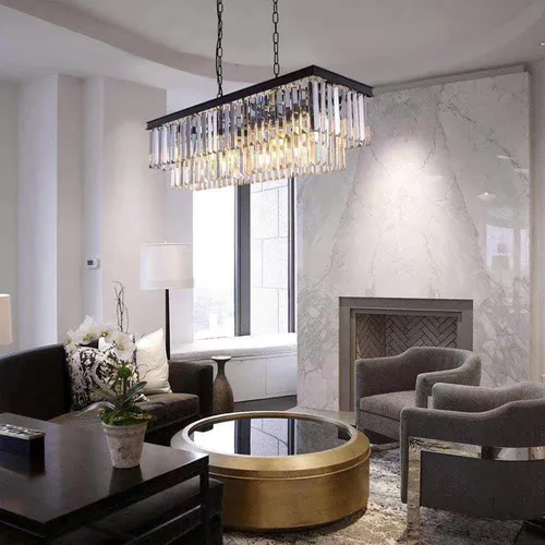 Miniatura 3 de Crytal Chandeliers - Lámpara colgante rectangular negra con cristal K9