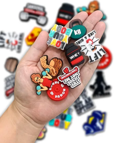 Miniatura 3 de 20 35 dijes de decoración de zapatos de gimnasio para decoración de zuecos, accesorios de fitness para adultos, hombres, mujeres, adolescentes