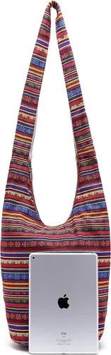Miniatura 109 de Bolsa de hombro para mujer, de lona en estilo hippie/bohemio para llevar cruzada al hombro, disponible en diferentes colores y estampados