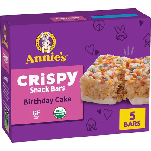 Annie's Birthday Cake - Barritas crujientes para aperitivos, sin gluten, 5 barras, 3.9 onzas
