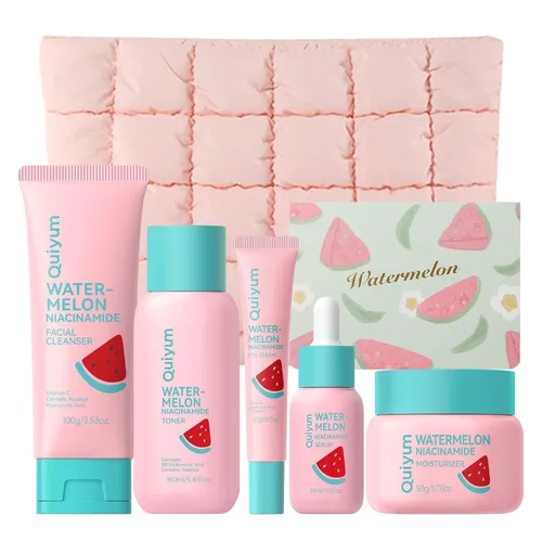 Miniatura 14 de QUIYUM - Juego de cuidado de la piel de sandía y niacinamida, kit facial brillante de 3 piezas para adolescentes 3-in-1 Daily Routine: Cleanser