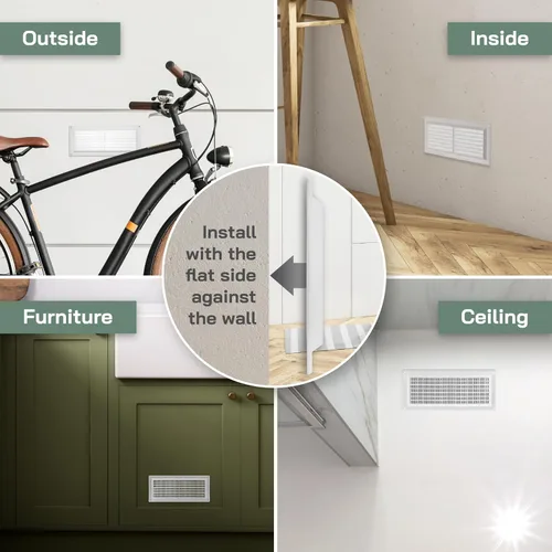 Miniatura 5 de Vent Systems Cubierta de ventilación de plástico blanco de 3 x 10 pulgadas (dimensiones de apertura), rejilla de retorno rectangular con pantalla