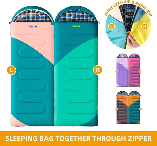 Miniatura 6 de Saco de dormir de campamento, sacos de dormir de 32 ℉ para adultos, niños, adolescentes, clima frío, cálido saco de dormir de invierno para 3-4