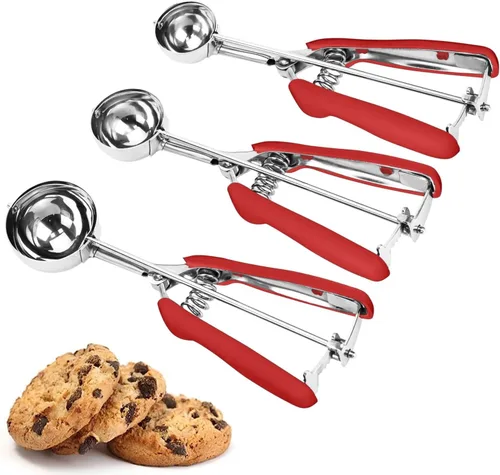 Miniatura 11 de Juego de Cuchara de Galletas, 3 Piezas Cuchara de Helado, Juego de 3 Cucharas de Galletas para Hornear, Cuchara de Galletas de Acero Inoxidable 18/8