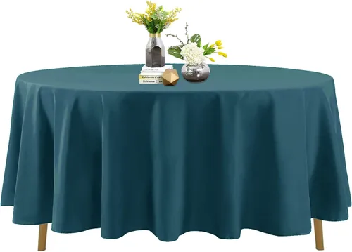 Miniatura 55 de Mantel de poliéster lavable de 90 pulgadas, resistente a las manchas y a las arrugas, mantel decorativo para mesa de comedor, fiestas de bufé y Negro
