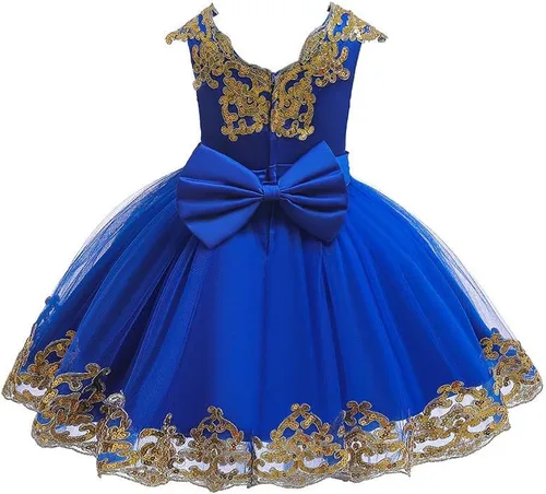 Miniatura 2 de Vestido tutú de encaje con lentejuelas y lazo para niñas, para bautizo, comunión, fiesta de cumpleaños, boda