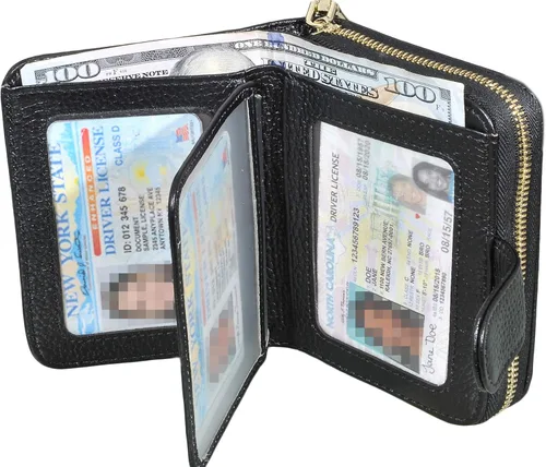 Miniatura 3 de Beurlike billetera de cuero, con tarjetero con bloqueo RFID, organizador, billetera segura para mujer
