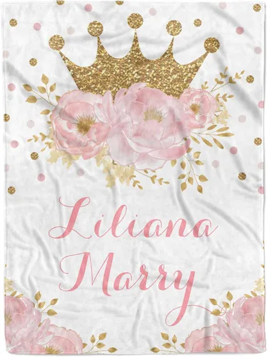 Miniatura 20 de MDPrints - Manta rosa de bautismo para niñas, regalos de bautismo personalizados para niñas, mantas de bebé personalizadas para niñas con nombre