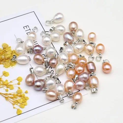 Miniatura 5 de LE SKY 10 colgantes de perlas naturales, forma de arroz, cultivadas AAA, de agua dulce, de color mixto, perlas colgantes para fabricación de joyas