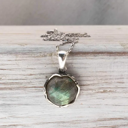 Miniatura 20 de 925 Sterling Silver Gemstone Necklace Women - Gemstone Pendant Necklace Silver- Birthstone Necklace - Silver Jewelry for Women- Minimalist Jewelry