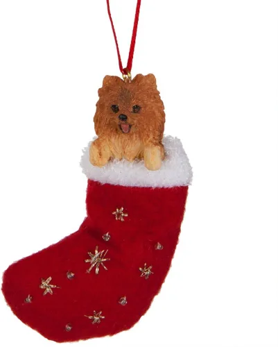 Adorno navideño de Pomerania con detalles pintados a mano y cosidos con "Santa's Little Pals"
