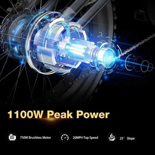 Miniatura 6 de Bicicleta eléctrica plegable con neumáticos gordos Narrak, batería extraíble de litio de 48V y 624Wh, motor sin escobillas de pico de 1100W