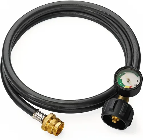 CALPOSE Manguera adaptadora de propano de 6 pies con calibre, adaptador de 1 libra a 20 libras que convierte electrodomésticos de 1 libra en tanques