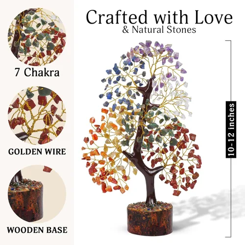 Miniatura 2 de FASHIONZAADI Árbol de la vida de 7 chakras, cristales y piedras curativas, regalos de cumpleaños para mujeres, árbol de cristal para energía