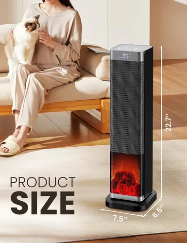 Miniatura 6 de Calentadores de espacio para uso en interiores, calentador eléctrico de cerámica PTC de 1500 W con termostato, pantalla de temperatura ambiente