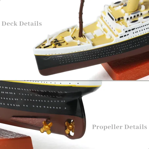Miniatura 3 de 1/1250 RMS Titanic Modelo de Barco Crucero Clásico de Aleación Metálica Fundida a Presión Modelo de Barco Legendario Crucero Británico con Soporte