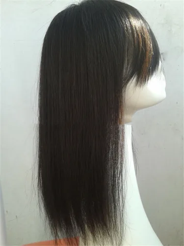 Miniatura 2 de Remeehi 18 "largo pelo humano real Topper Hairpiece para adelgazar el pelo recto parte superior para las mujeres 1b# negro