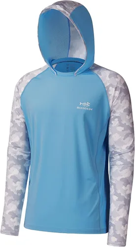 Miniatura 18 de BASSDASH Camisa de pesca de rendimiento UPF 50 para hombre, sudadera con capucha de camuflaje de manga larga FS17M
