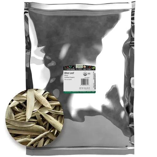 Frontier Co-op Hoja de olivo entera orgánica, 1 bolsa a granel, hojas de olivo secas naturales, ideal para té de hojas de olivo, hornear y más,