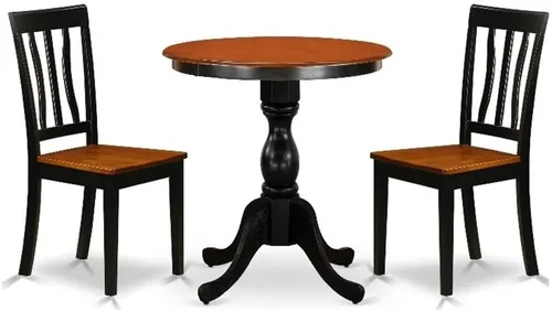 Miniatura 12 de East West Furniture Eden - Juego de 3 piezas para espacios pequeños que contiene una mesa de comedor redonda con pedestal y 2 sillas tapizadas