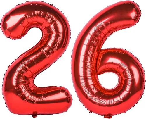 Miniatura 32 de Globo gigante de helio de 40 pulgadas, número 0 rojo, de poliéster, película de aluminio, 0-9, para niña y niño, autoinflable, dígito cero